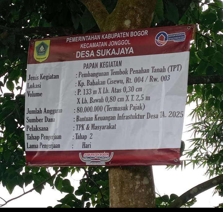 Bankeu Tahap II Desa Sukajaya Jonggol Dialokasikan Untuk Tembok Penahan Tanah 