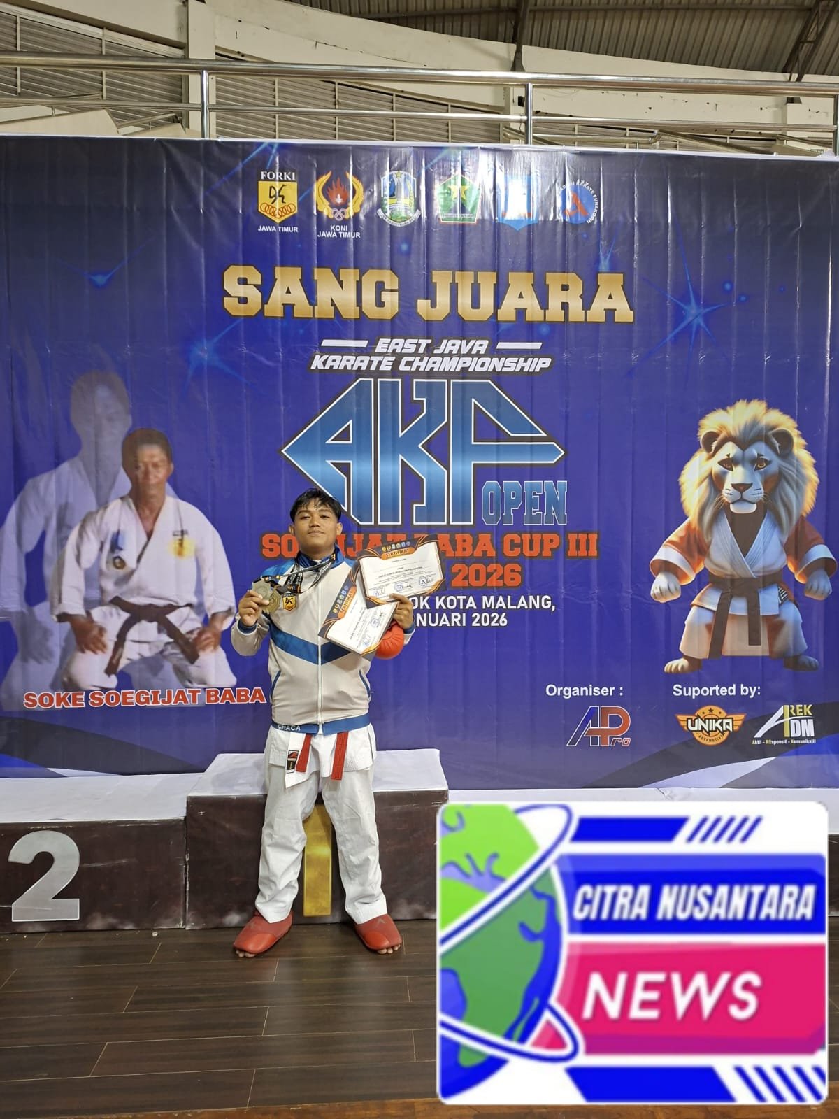 Prestasi Membanggakan, Bripda Yoga Ananda Anggota Polres Lumajang Raih Juara di Kejuaraan Karate Nasional