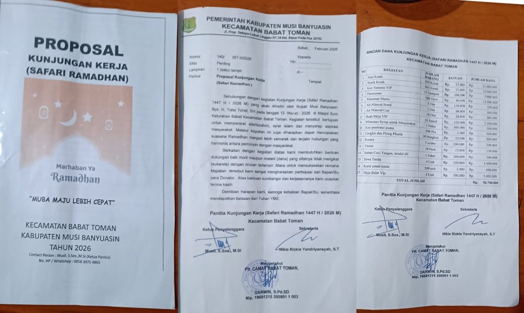 Kontroversi Safari Ramadhan Bupati Muba, Kecamatan Babat Toman Sebar Proposal Puluhan Juta ke Perusahaan