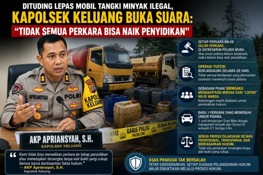Viral Tudingan Lepas Angkutan Minyak, Kapolsek Keluang: Hukum Tidak Bisa Ditegakkan Berdasarkan Asumsi