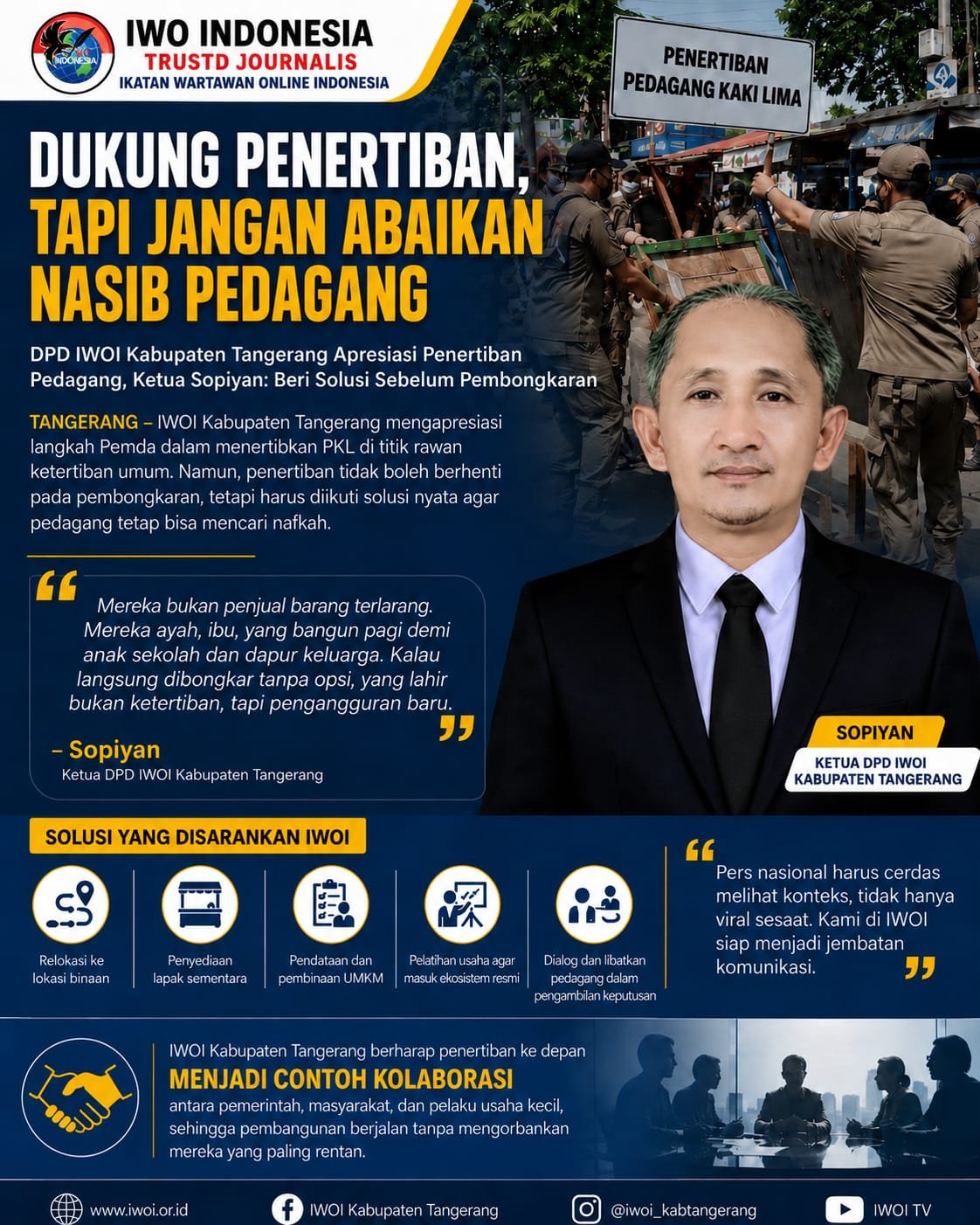 DPD IWOI Tangerang Apresiasi Penertiban PKL, Minta Pemerintah Beri Solusi Konkret
