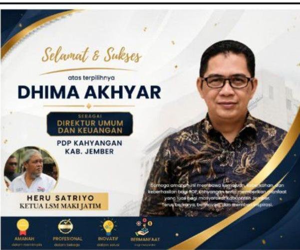 Dhima Akhyar Pimpin PDP Kahyangan, MAKI Jatim Harap Ada Perubahan dan Tata Kelola Profesional