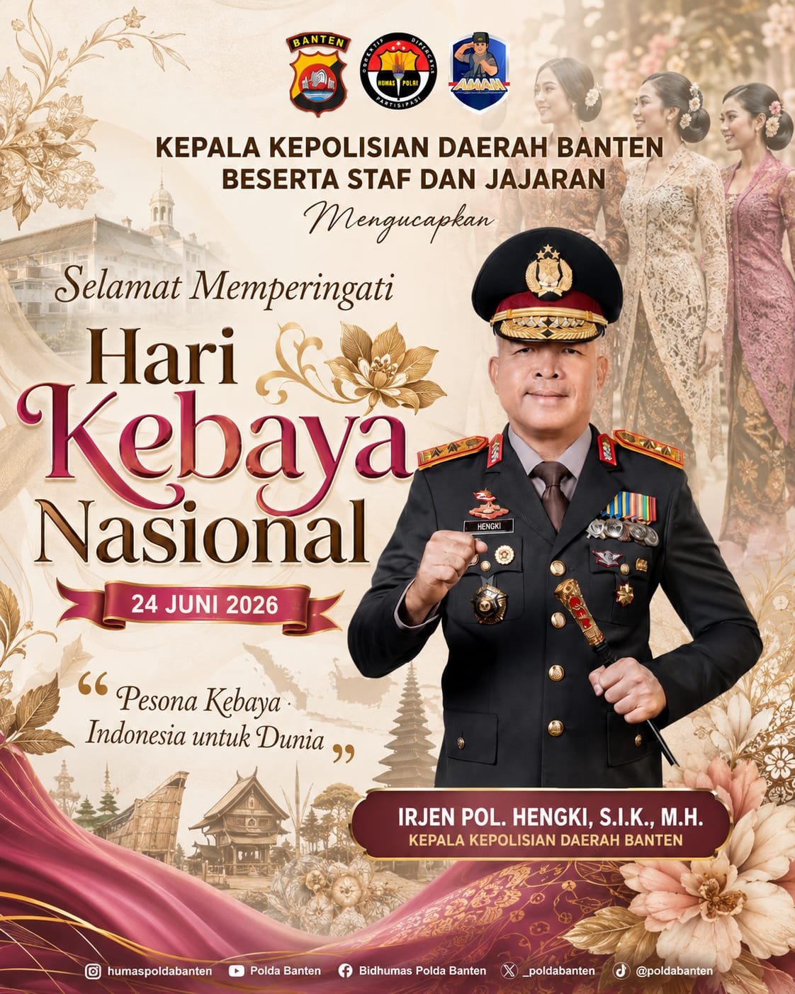 Kapolda Banten Ajak Masyarakat Lestarikan Warisan Budaya Bangsa di Hari Kebaya Nasional 2026