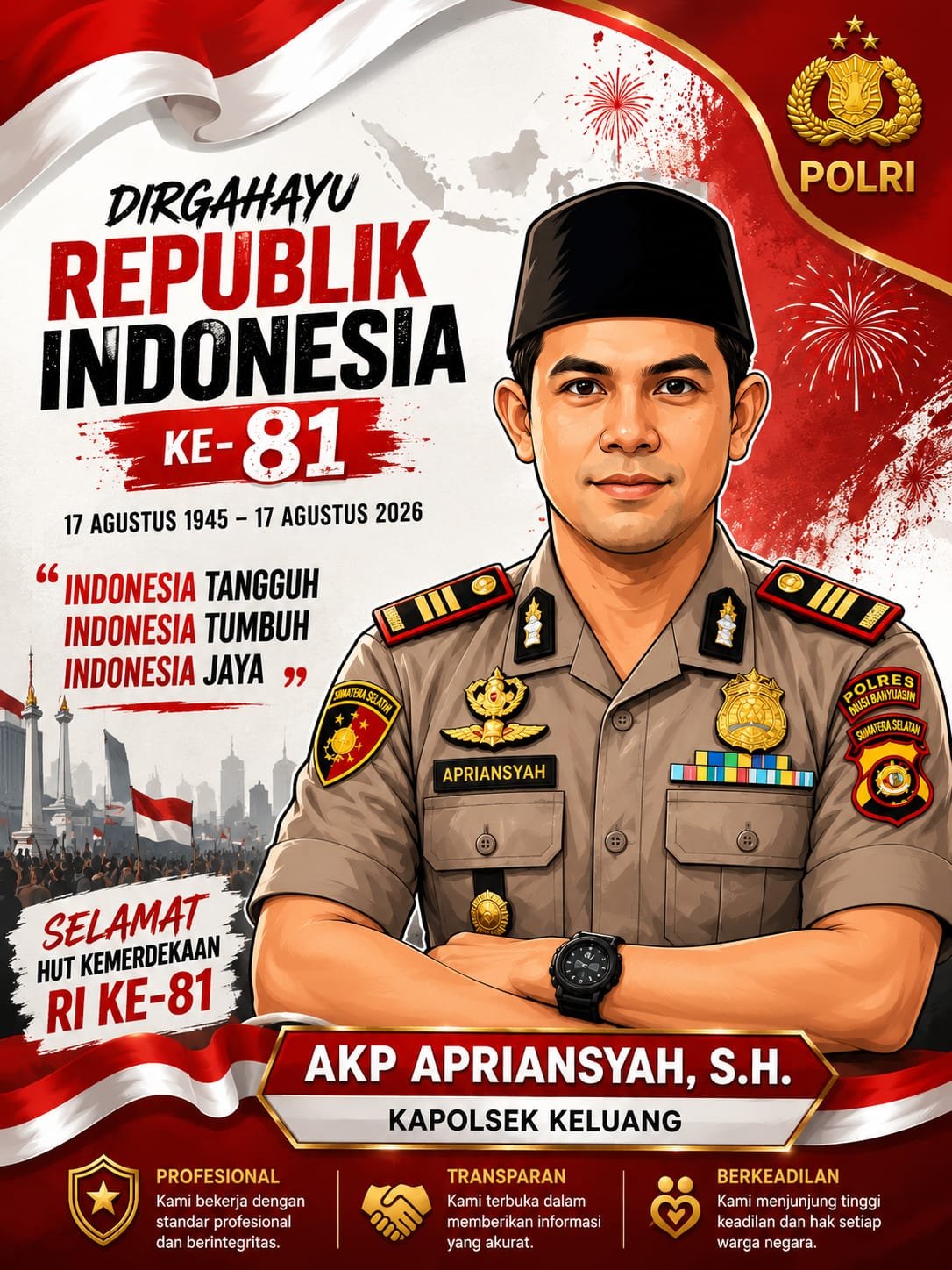 Kapolsek Keluang AKP Apriansyah, S.H. Ajak Masyarakat Isi HUT RI ke-81 dengan Persatuan dan Kepedulian