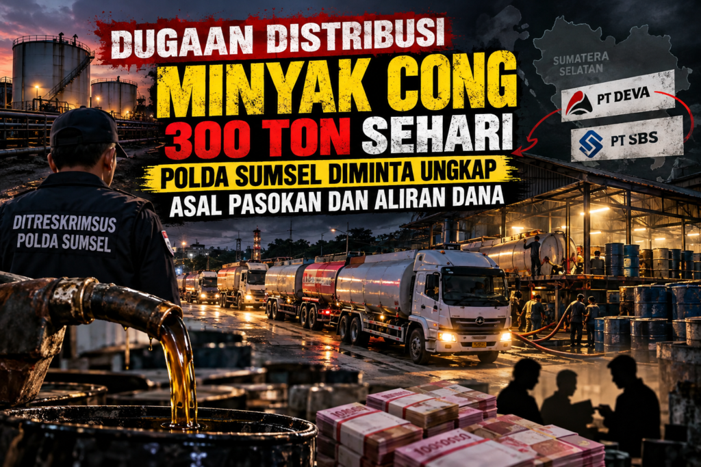 Dugaan Distribusi Minyak Cong 300 Ton Sehari, Polda Sumsel Diminta Ungkap Asal Pasokan dan Aliran Dana